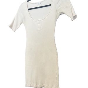 Cream Ribbed Fitted Cozy Baby Doll Dress